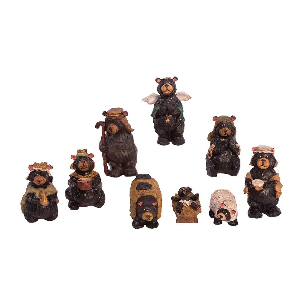 Kurt Adler Resin Bear, 4-Inch, Set Of 9 Nativity Set
