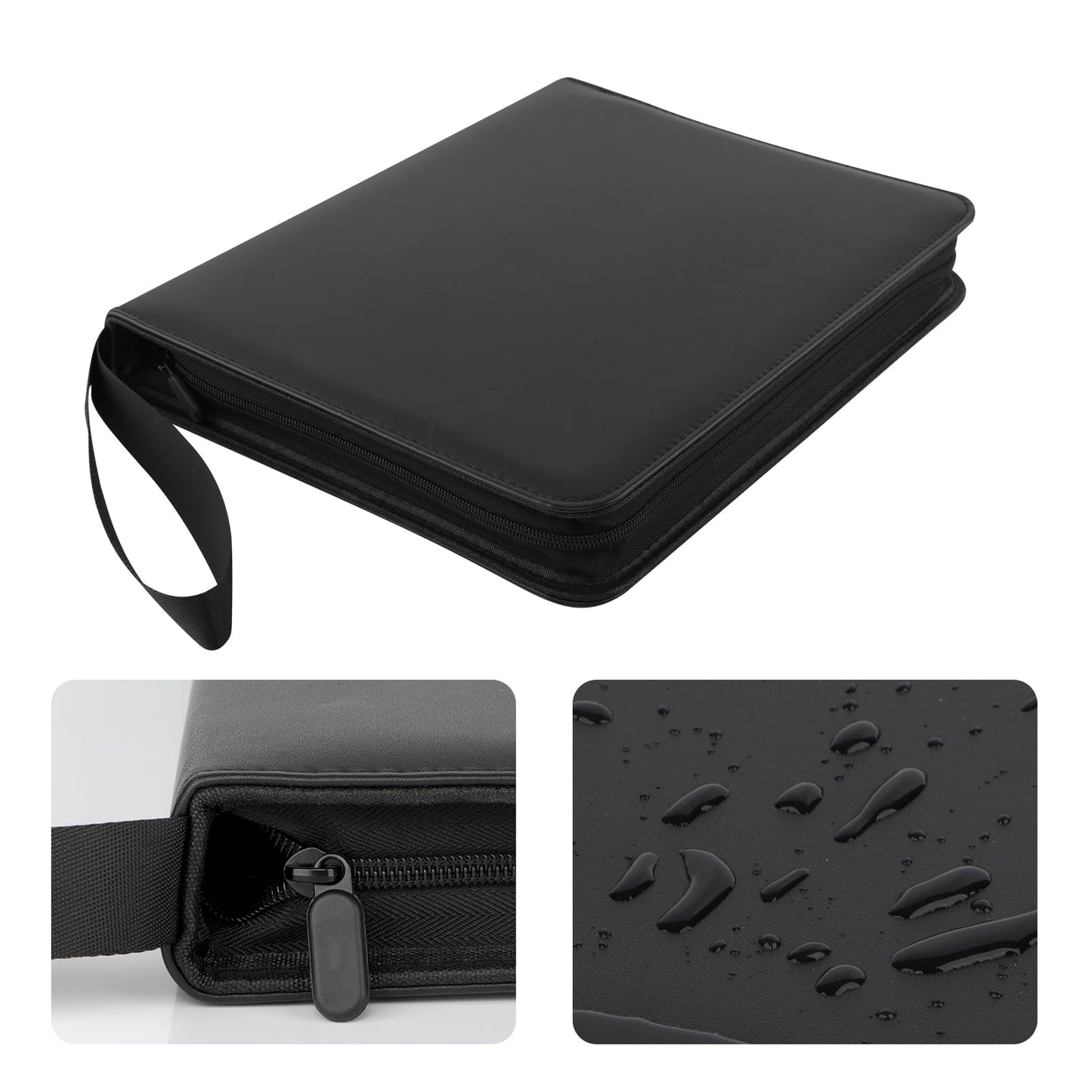 Portable 9-Pocket Pages Trading Card Binder with D-Ring Design - Holds 540+ Cards - Includes 30 Pages + 20 Bonus Refill Sheets - Black PU Leather