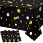 4 Pieces One Happy Dude Party Decoration Tablecloths 54 x 108 Inch Black Rectangle Plastic Smile Face Tablecloth One Happy Dude 