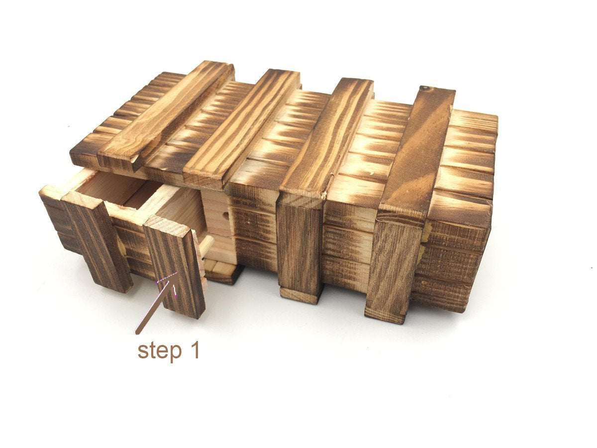 Ahyuan 3D Wooden Money Holder Puzzle Box - Difficult Brain Teaser with Secret Drawer - PUZZLEBOX IQ Toy for Adults
