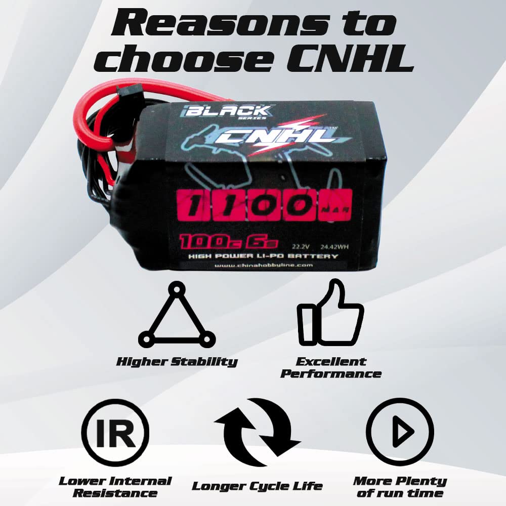 CNHL 1300mAh 130C 6s Lipo Battery 22.2V with XT60 Plug for FPV Drone Racing RC Quadcopter Helicopter Airplane(2 Packs)