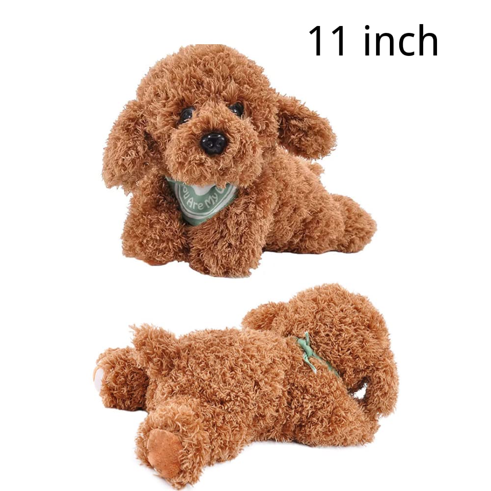 KIRIGAMI Dog Plush Toy - Realistic Weighted Golden Doodle, 11 inches, Brown Color