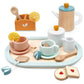 Pairpear Wooden Tea Set For Little Girls, Wooden Toys Toddler Tea Set Play Kitchen Accessories For Kids Tea Party With Play Food