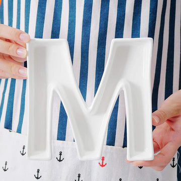 Coffeezone Small Ceramic Letter Dish & Plates for Candy/Nuts Ideas, Wedding Party Decor (Letter M)