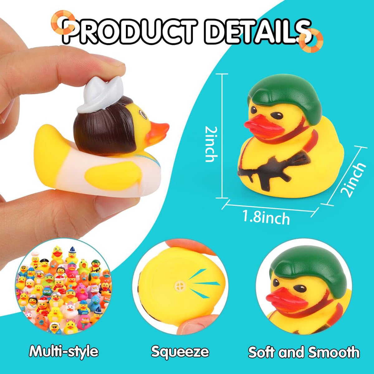 Umbresen Rubber Ducks Bath Toy in Bulk  Assortment Jeep Ducks for Jeep Ducking  Pool Rubber Ducky Floater Bathtub Toys Party Favors Birthday Gifts (50)
