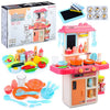 PLUSPOINT Big Kitchen Play Set with Accessories Kids Kitchen Set with Realistic Light Sound Steam Simulation Cooking Pretend Pla