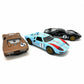 KiNSMART SetOf3 1966 Ford GT40 MKII Heritage Edition 5'' 1:32 Scale Die Cast Metal Model Toy Super Race Car Blue Brown Black