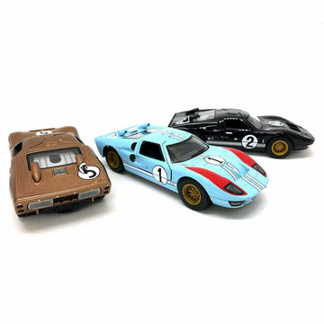 KiNSMART SetOf3 1966 Ford GT40 MKII Heritage Edition 5'' 1:32 Scale Die Cast Metal Model Toy Super Race Car Blue Brown Black