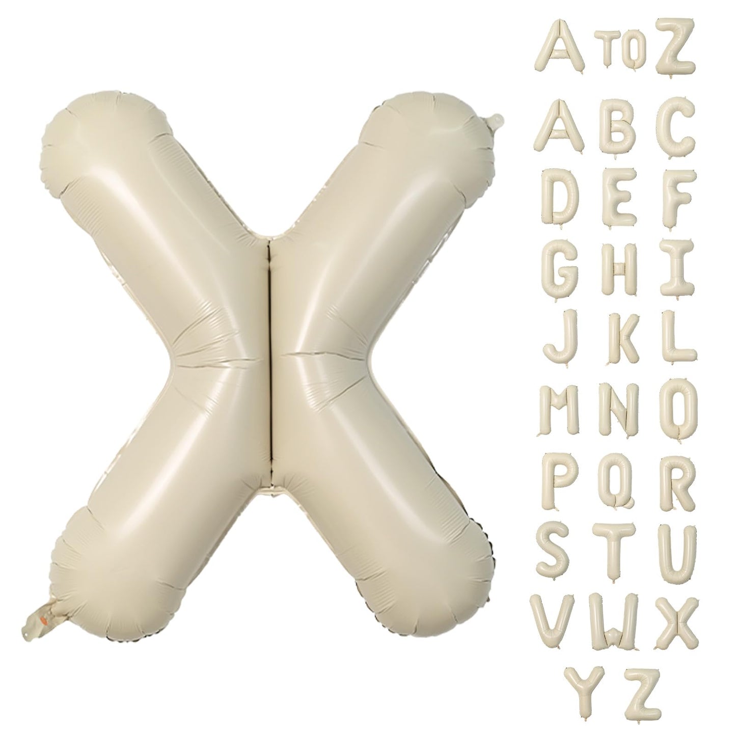 Biapian 40 Inch Letter X Balloons, Giant Cream X Foil Balloon, Big Single Alphabet A-Z Balloons, Beige Large Aluminum X Balloons