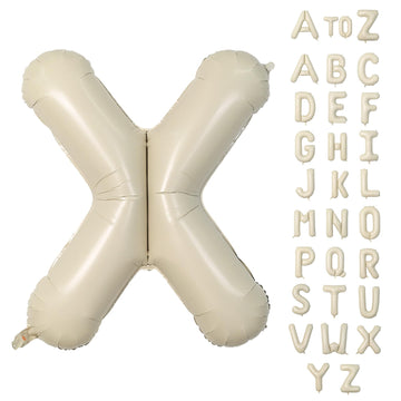 Biapian 40 Inch Letter X Balloons, Giant Cream X Foil Balloon, Big Single Alphabet A-Z Balloons, Beige Large Aluminum X Balloons