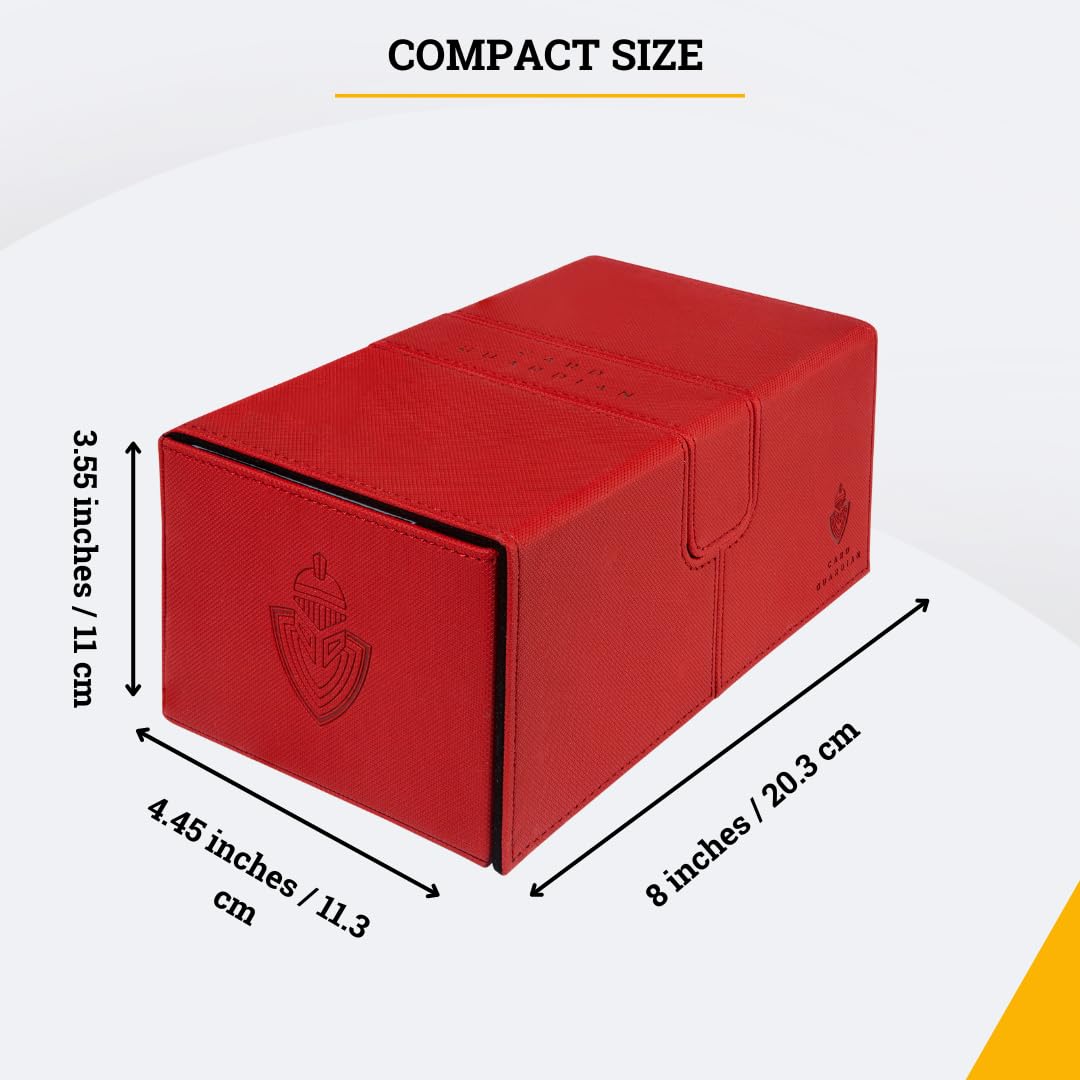 Card Guardian - Premium Double Deck Box (Red) For 200+ Cards Trading Card Games Tcg Perfect For Magic The Gathering (Mtg), Commander Deck, Yugioh Deck Box, Sports Card Storage Boxes