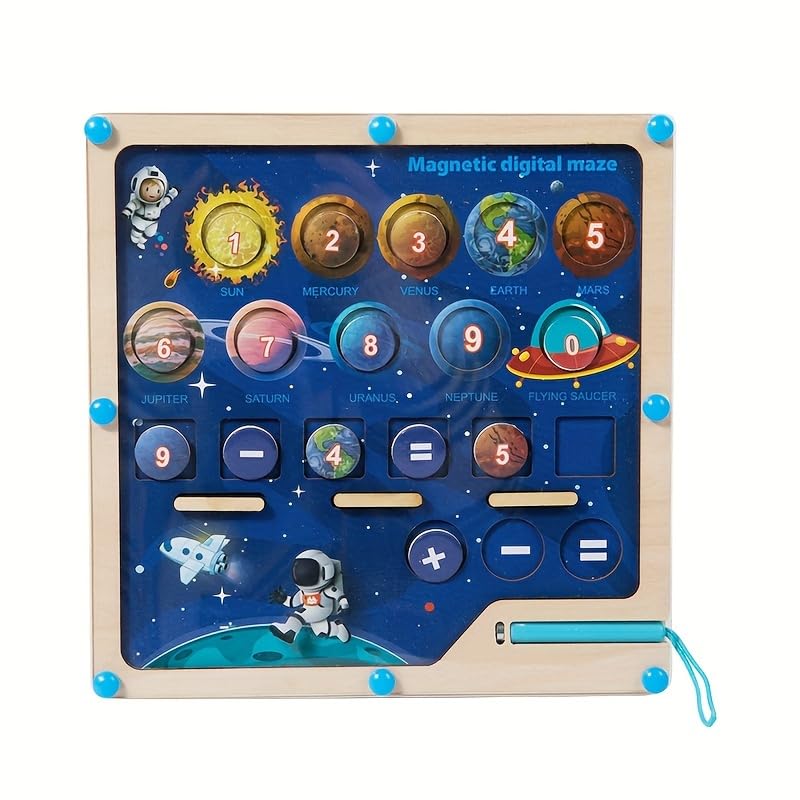 Bliss Hues Magnetic Color And Number Maze Board Puzzle Counting, Matching And Fine Motor Skills Activity Toy For Toddlers (Solar
