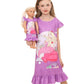 Bow Dream Girl Dress Cute and Matching American Girl Doll Clothes Accessories for Girls Dresses Set Party Birthday Purple Mermai