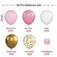 Funhot Pink And Gold Balloons, 60Pcs Retro Pink White Balloons, 12 Inch Metallic Gold Confetti Balloons Helium Light Pink Latex
