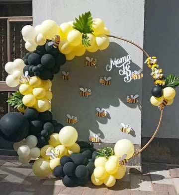 Black And Yellow Balloon Arch Kit, 100Pcs Black And Yellow Balloon Garland Kit, Black And Yellow Balloons Different Sizes 18/12/10/5 Inch For Baby Shower Birthday Bee Bumblebee Themed Party Decoration