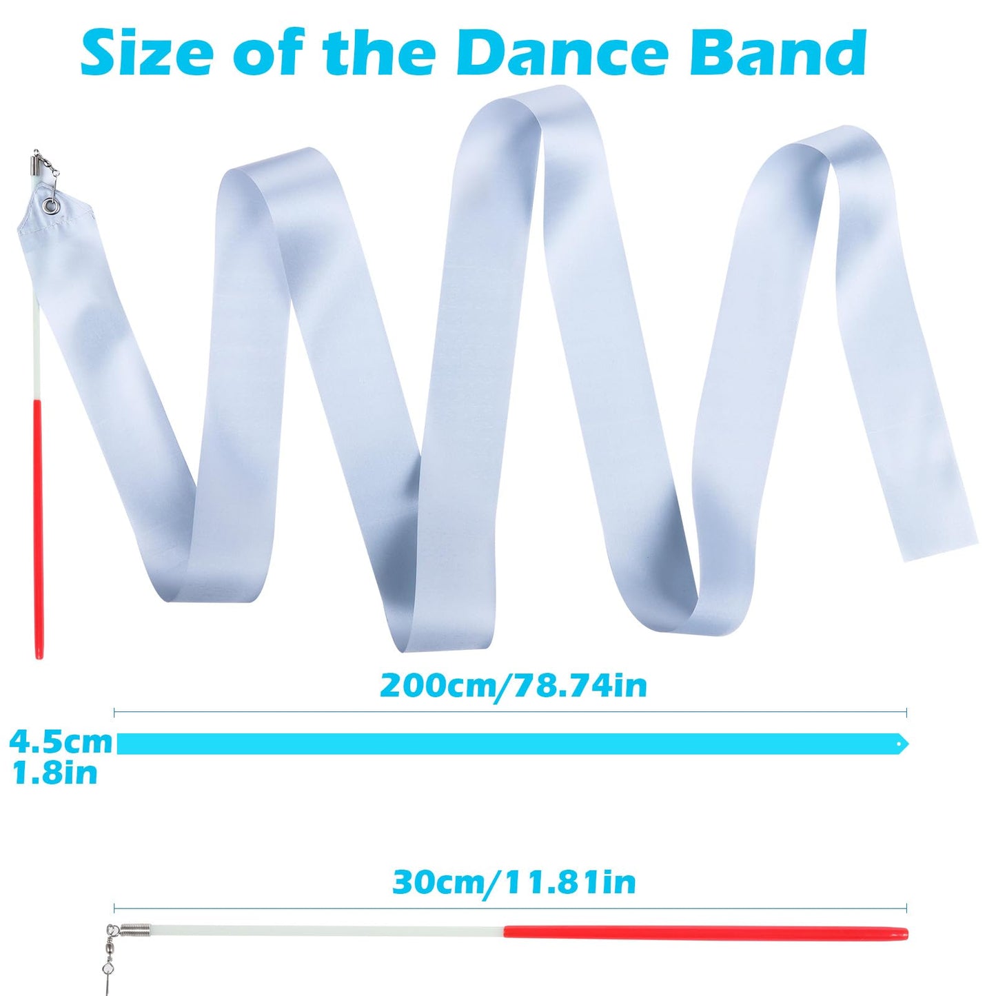 Hiunicorn 12Pcs Silver Dance Wands Ribbons Streamer For Kids Praise Streamer Circus Carnival Rhythmic Gymnastics Ballet Birthday Party, Ribbon Baton Twirling Sticks Silks Streamers Wands