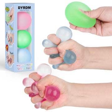 Dyrdm Stress Balls 3-Pack, Easter Basket Stuffers & Fidget Gifts, High Density And Ultra-Soft Memory Gel Filled, Squishy Fidget Toy, Squeeze Balls Sensory For Anxiety Stress Relief