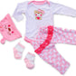 Scnbom Reborn Baby Dolls Girl Clothes For 17-24Inch Outfits Accesories (Pink Bear 4Pcs Set)