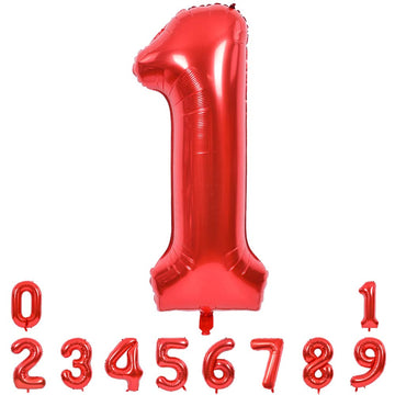 Toniful 40 Inch Red Large Numbers Balloons 0-9, Number 1 Digital 1 Helium Balloons, Foil Mylar Big Number Balloons For Birthday