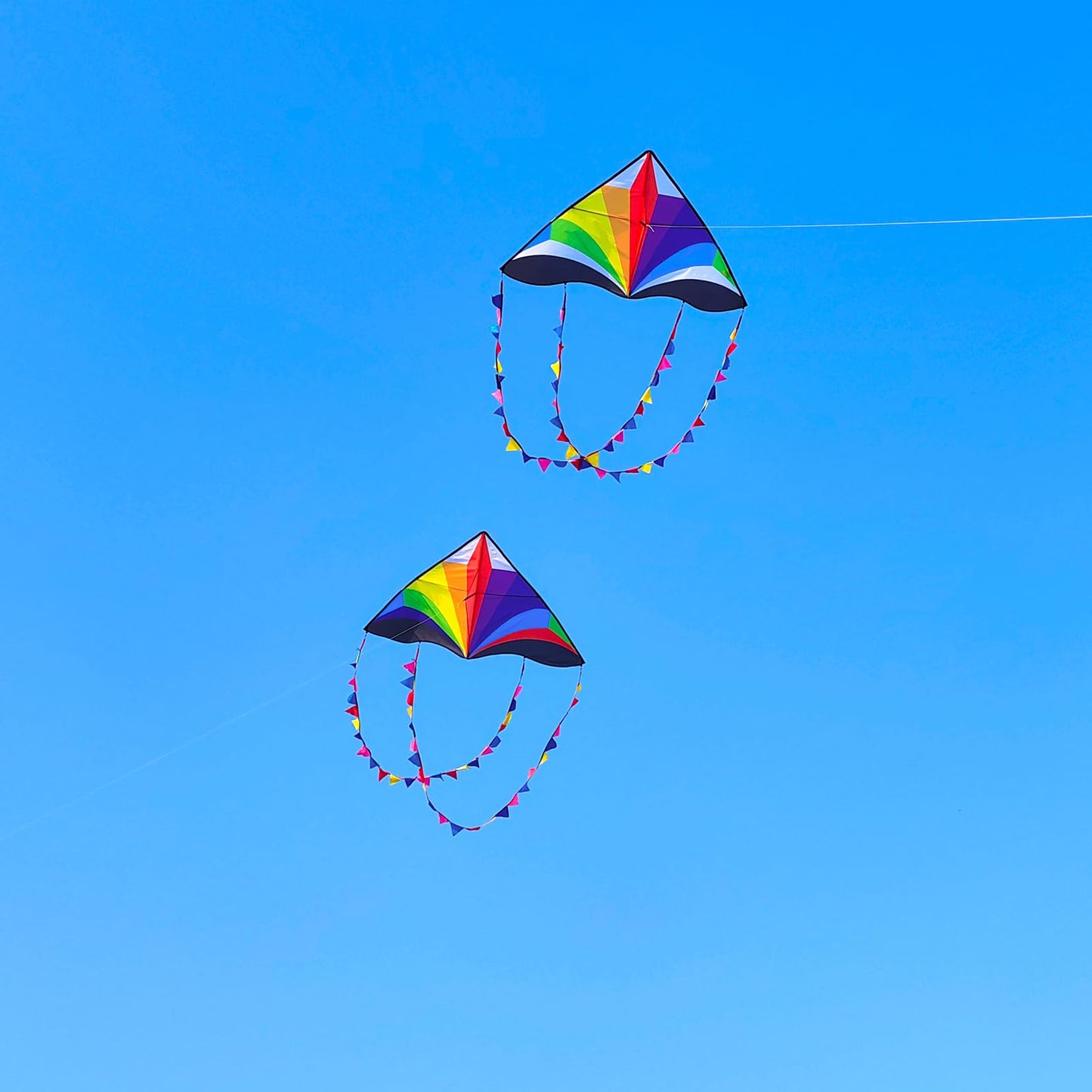 Kaiciuss Large Rainbow Delta Kite For Kids Easy To Fly, Huge Single Line Beach Kite For Adults, 55' X 28' Easy Flying Triangle Kite Comes With 300 Ft String Kite Handle
