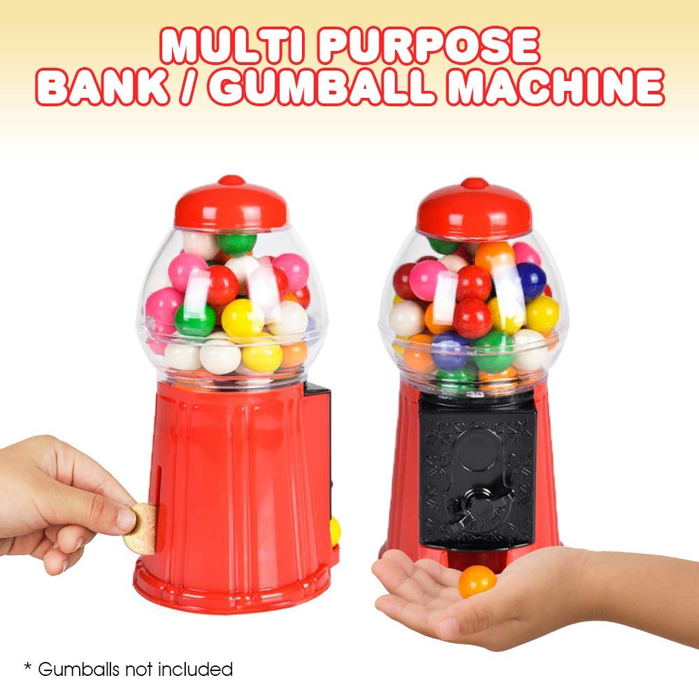 Artcreativity Gumball Machine For Kids, Set Of 3, 6.5 Inch Desktop Bubble Gum Mini Candy Dispenser, Valentines Gift For Kids, Un