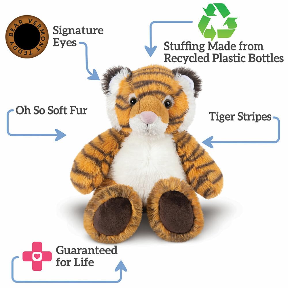 Vermont Teddy Bear Tiger Stuffed Animals - Tiger Plush, Orange, 18