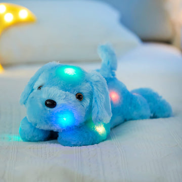 Wewill 18'' Light Up Puppy Stuffed Animal Creative Night Light Lovely Led Dog Glow Soft Plush Toy Gifts For Kids On Christmas Birthday Valentines Festivals, Blue