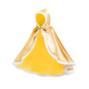 Princess Hooded Cape Cloaks Costume for Girls Dress Up Halloween Christmas Carnival Cosplay Yellow