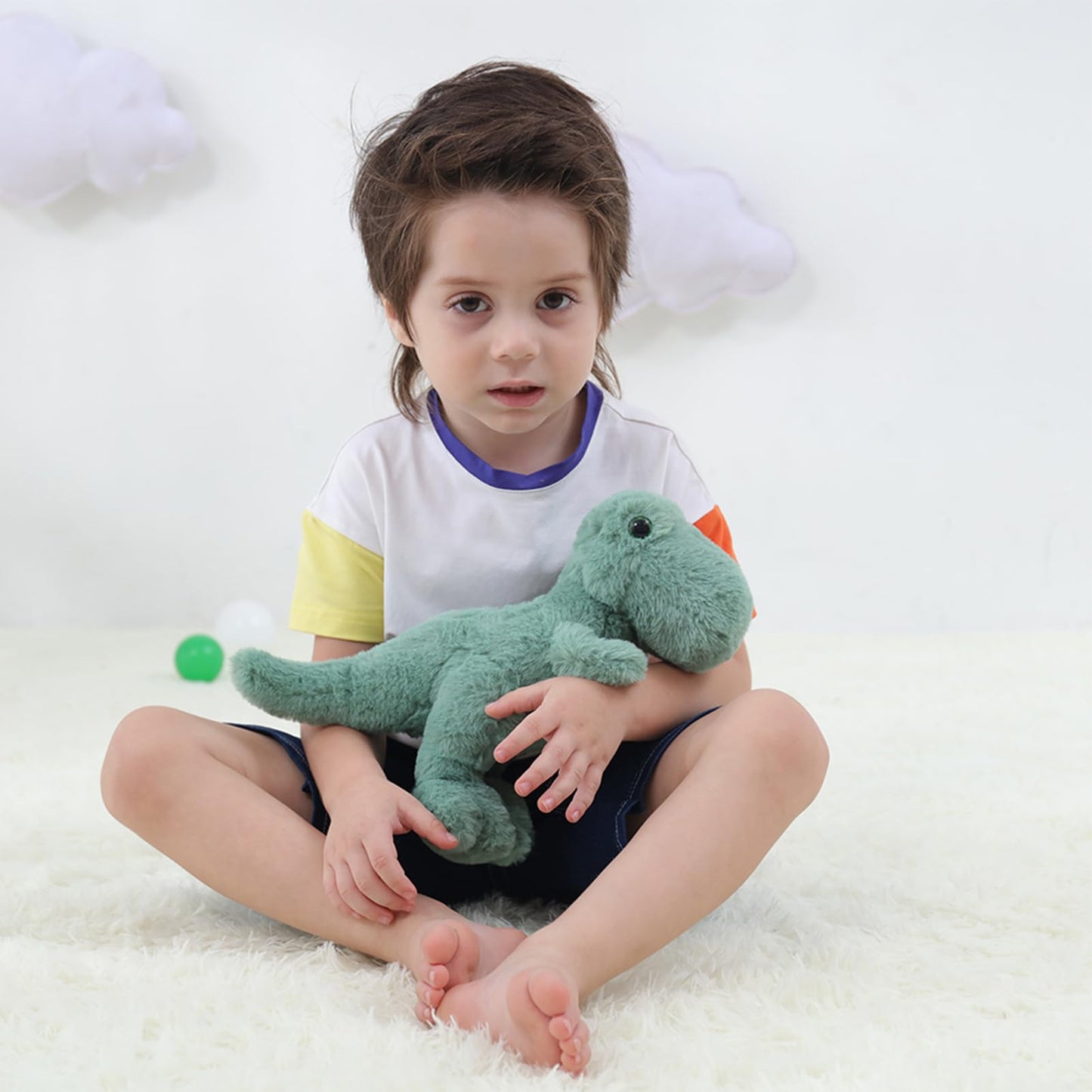 Apricot Lamb Toys Plush Dinosaur Stuffed Animal Soft Cuddly Perfect For Girls Boys (Green Dinosaur, 10 Inches)