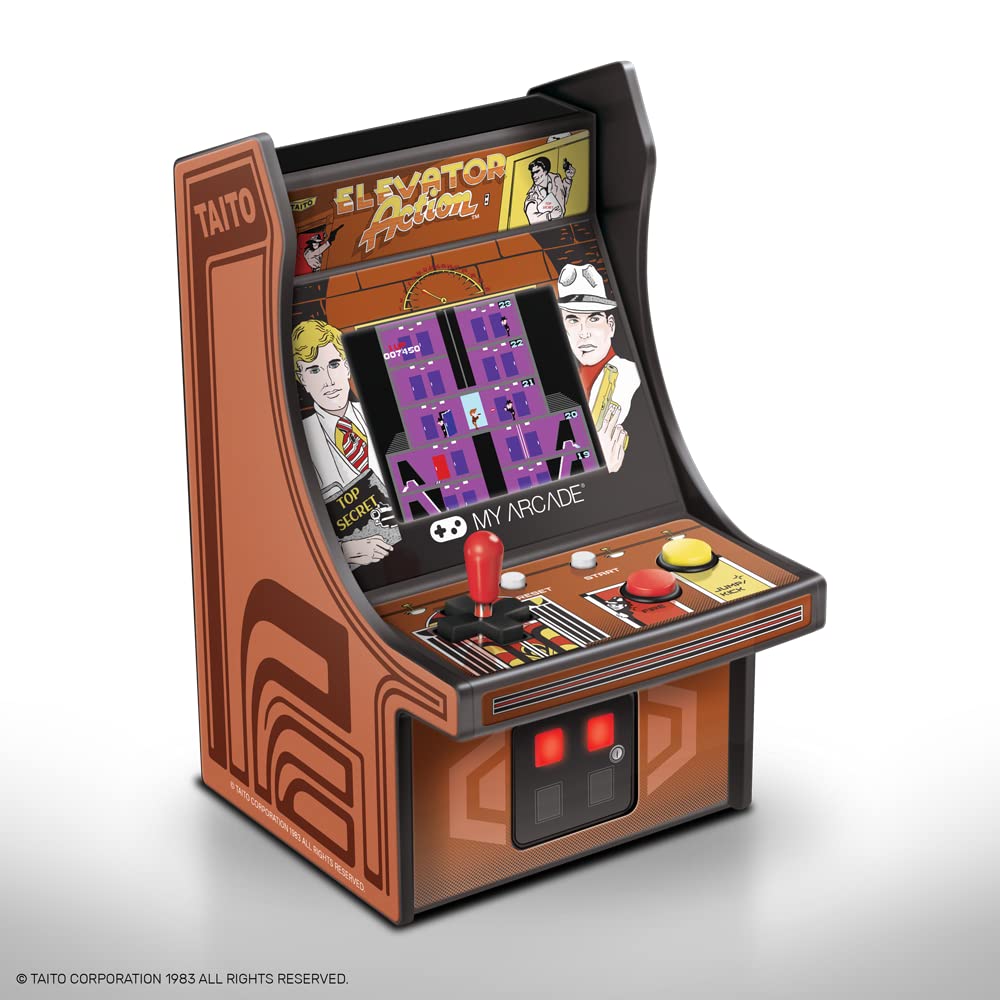 My Arcade Micro Player Mini Arcade Machine: Elevator Action Video Game, Fully Playable, 6.75 Inch Collectible, Color Display, Sp