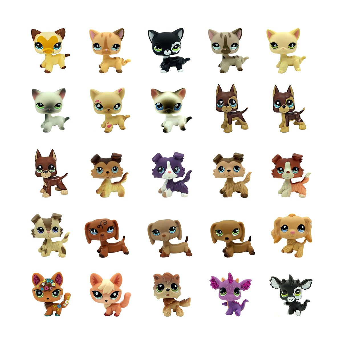 CFCLLBR Random 2PCS Cat Dog Collie Great Dane Dachshund Cocker Spaniel Mini Pet Toys Sets Animal Figures