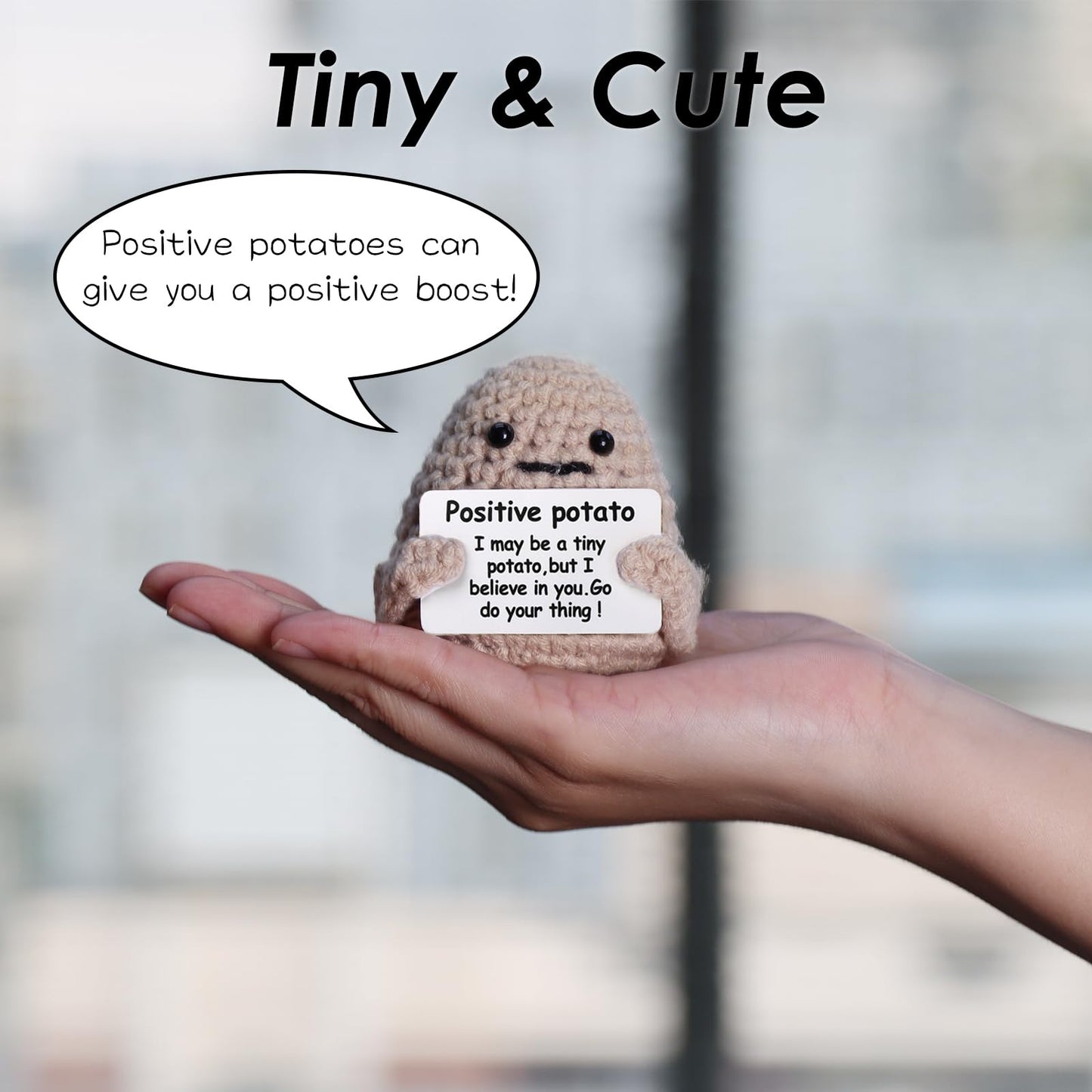 Draupnir Positive Potato, 3 Inch Mini Funny Knitted Wool Potato Toy With Positive Card,Cute Creative Positive Life Doll Potato For Birthday Gift Encouragement Decoration Party