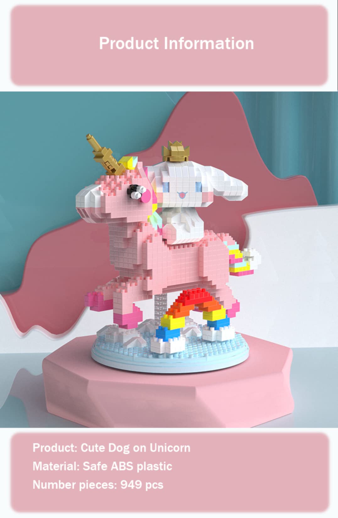 AuHoRa Mini Building Blocks - White Puppy 6033, 949 Pieces, Non-toxic ABS Plastic, Ideal Gift for Ages 15 and Up