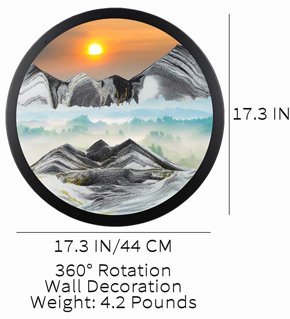 Oneshow 3D Moving Sand Art Wall Art Deep Sea Sandscape Wall Hanging 360 Rotation Circular Sand Art Liquid Motion Decor Relaxing