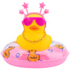 wonuu Car Duck Rubber Duck Car Ornaments Duck Car Dashboard Decorations with Cute Headband Swim Ring Necklace Sunglasses  B-Pink Star Headband