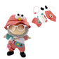 Stylish Adorable 17cm Dolls Clothes  6PCS Doll Outfits Dress-Up with Hat + Top + Pants + Glasses + Shoes + Pendant Accessories (No Dolls) Red
