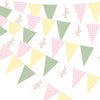 Pasimy 5 Pcs Silly Goose Birthday Party Decorations Pink Green Yellow Gingham Print Pennant Banners Funny Geese Triangle Bunting