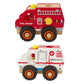 Kids Toyland Wooden Push Car Toys For Infants 18 Months, 2 Pcs Baby Vehicle Toys Hand Push Car Toys For 2 Year Old Boys Girls (Ambulance + Fire Car)