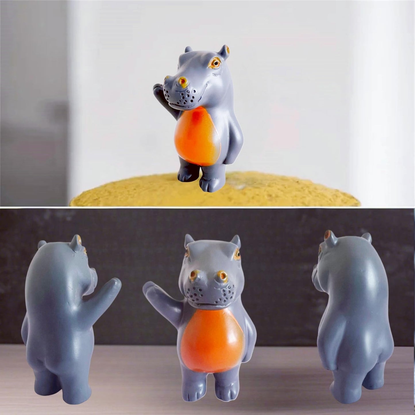 Jxueych Rebellious Hippo Figurine, Miniature Resin Hippo Standing 3.5 Inch, Adorable Mini Hippo - The Cutest Addition To Your De