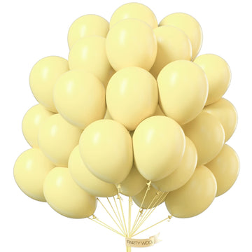 PartyWoo 12 Inch Yellow Balloons, 50 pcs Rubber Balloons for Party Decorations, Birthday & Baby Shower, Pale Yellow - Yellow-Q07