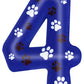 ElekFX Blue Dog Paw Birthday Candles, Number 4 Dog Patrol Birthday Party Supplies, 2.76 inch Paw Cake Topper Decorations, Birthd