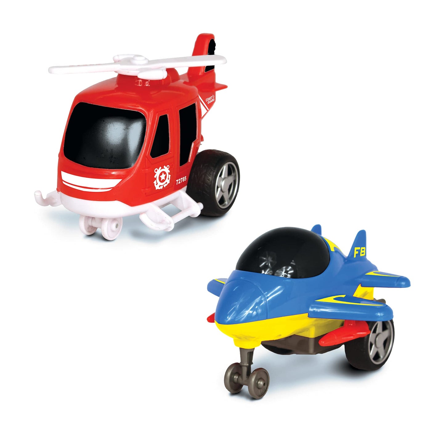 Nkok Junior Racers 2Pk Friction Powered Coast Guard Heli & Supersonic Jet,Multi