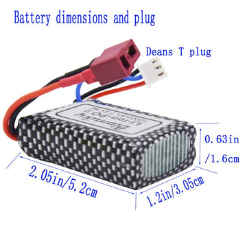 Blomiky 2 Pack 7.4V 2S 30C 1000mAh 7.4Wh Lipo Battery T Plug and USB Charger Cable Suitable for HBX 16889 16890A and XLH Q903 Q9