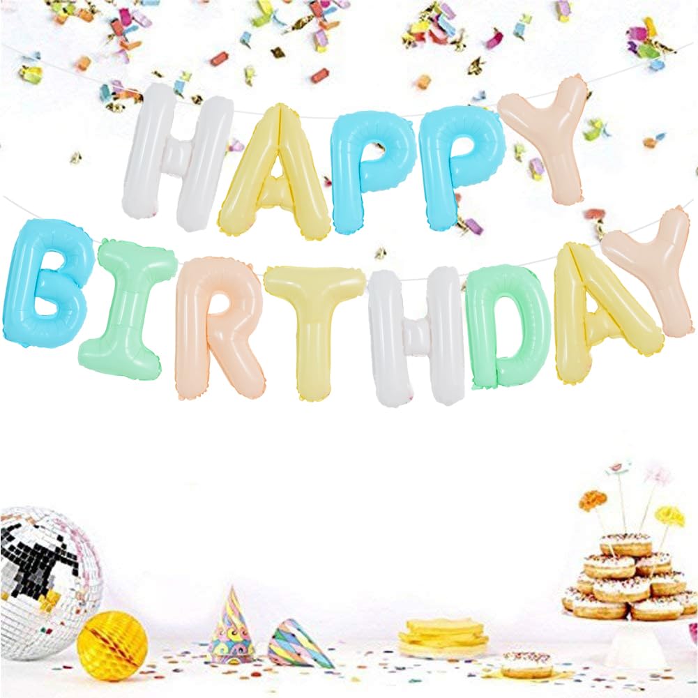 Toniful Light Colorful Happy Birthday Balloon Banner 16 Inch Mylar Foil Letters Birthday Sign Bunting For Girls Boys Kids & Adul
