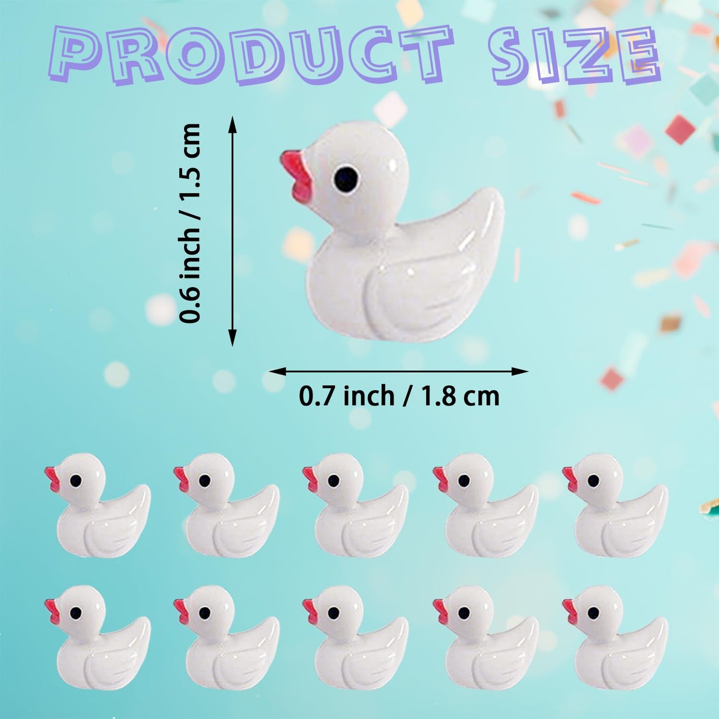 Kuanfine 60 Pcs Tiny Duck Figures Mini Resin Duck Luminous Miniature Ducks Bead For Garden Landscape Aquarium Decoration(White)