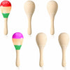 Leitee 6 Pcs DIY Mini Wooden Maracas Rattles Egg Shaker Kids Musical Party Favor Baby Shaker Sand Hammer Toy, Assorted Designs,
