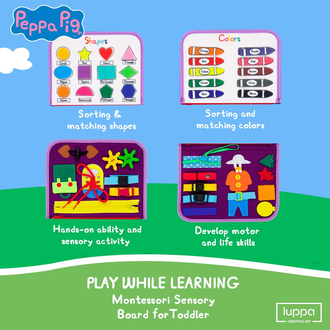Peppa Pig Toddler Busy Board - Montessori Toys For 1 2 3 4 Year Old, Educational Activity Sensory Board For Preschool Learning F