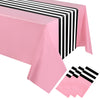 Oudain 3 Pcs Striped Tablecloth 108 x 54 Inch Disposable Plastic Table Cloth Waterproof Tablecloth Rectangle Table Cover for Bir