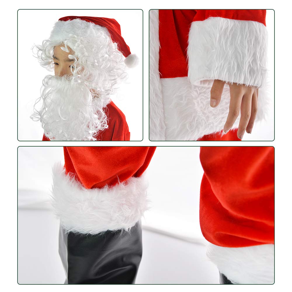 Mongbyya Children'S Deluxe Santa Suit 9Pc. Christmas Child Santa Claus Kids Halloween Costume Cosplay For 6+ Years Old (L)