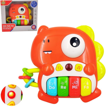 PLUSPOINT Baby Piano Toy, Dinosaur Piano Keyboard Light Up Sound Musical Toy, Learning Educational Interactive Infant Toddler Ki